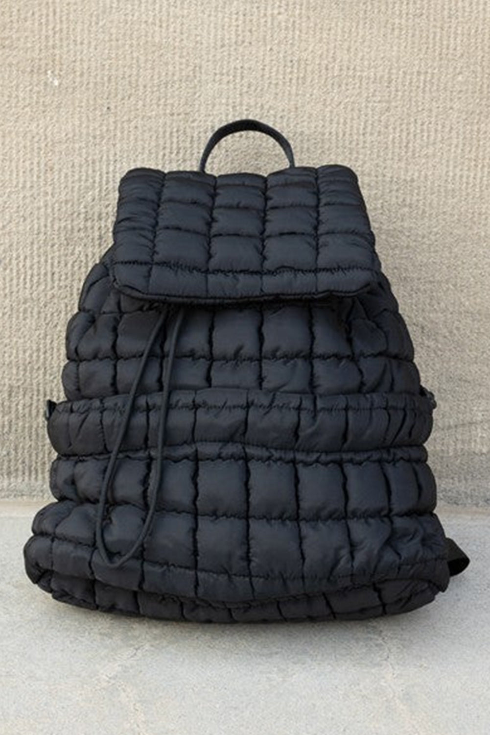 White Solid Flapped Quilted Puffer Backpack