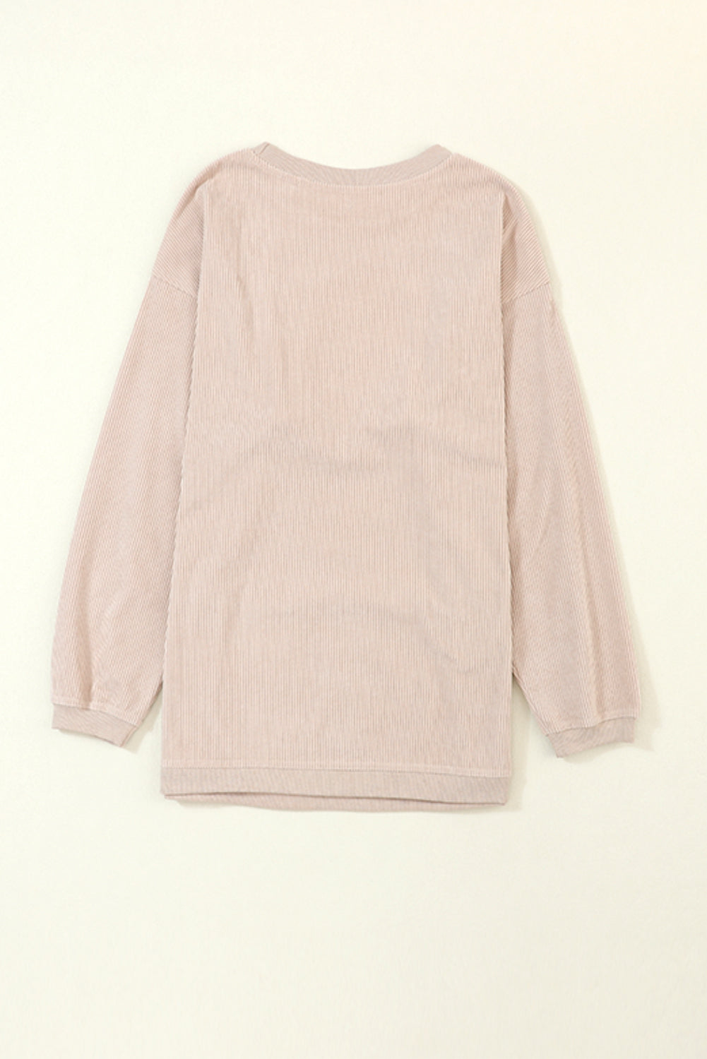 Apricot Drop Shoulder Crinkle Rib Oversized Sweatshirt