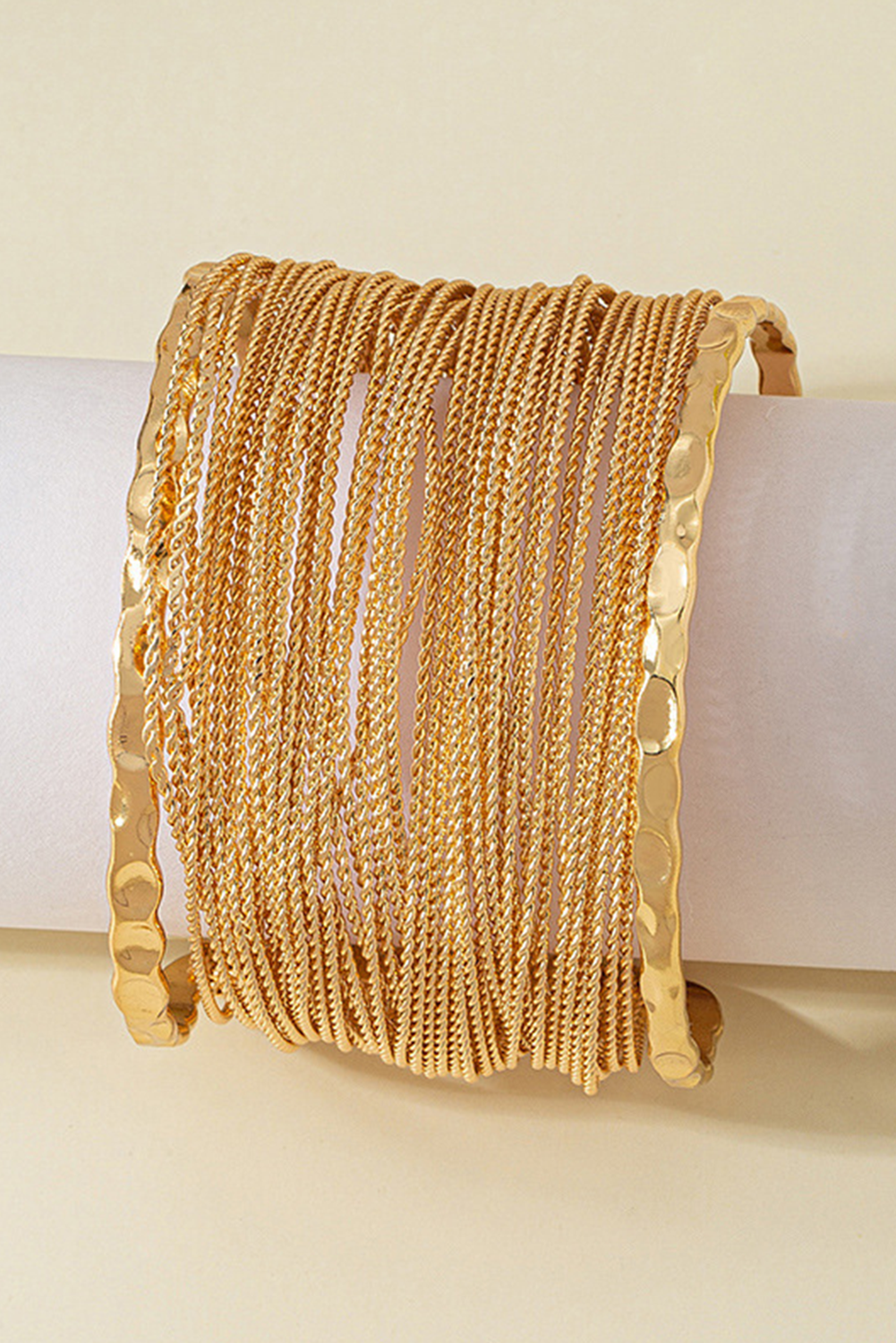 Gold Minimalist Layered Open Bracelet