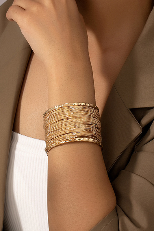 Gold Minimalist Layered Open Bracelet