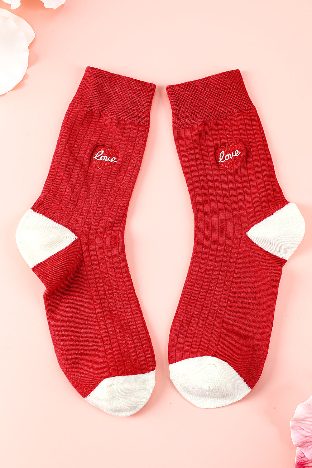 Racing Red Love Print Crew Socks